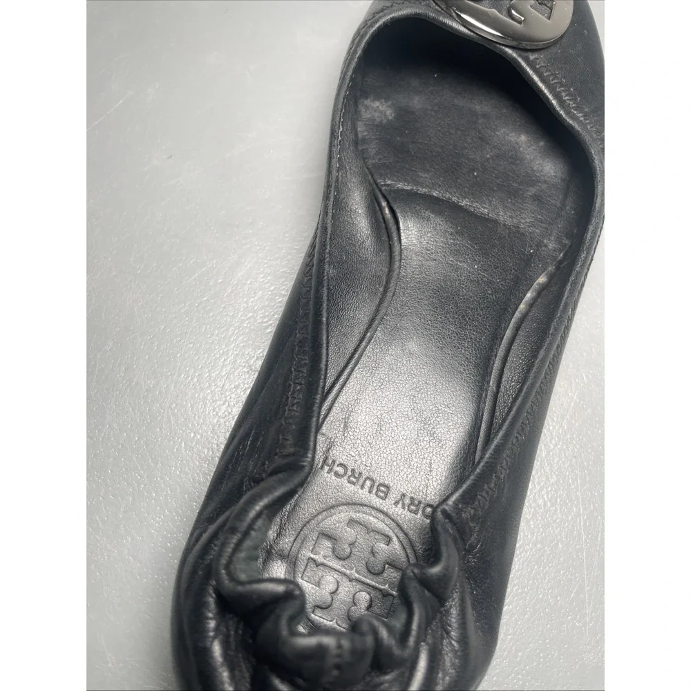Tory Burch Minnie Black Leather Ballet Flats Size 8M